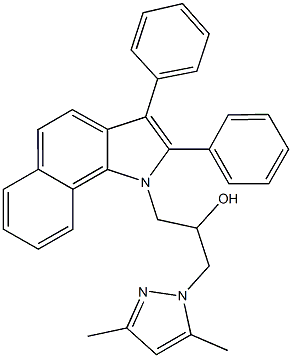 1-(3,5-dimethyl-1H-pyrazol-1-yl)-3-(2,3-diphenyl-1H-benzo[g]indol-1-yl)-2-propanol Struktur