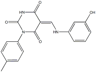 5-[(3-hydroxyanilino)methylene]-1-(4-methylphenyl)-2,4,6(1H,3H,5H)-pyrimidinetrione Struktur