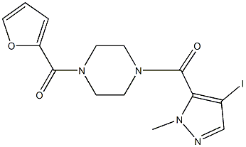 1-(2-furoyl)-4-[(4-iodo-1-methyl-1H-pyrazol-5-yl)carbonyl]piperazine Struktur