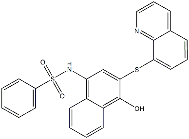 N-[4-hydroxy-3-(8-quinolinylsulfanyl)-1-naphthyl]benzenesulfonamide Struktur