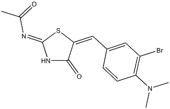 N-{5-[3-bromo-4-(dimethylamino)benzylidene]-4-oxo-1,3-thiazolidin-2-ylidene}acetamide Struktur