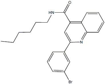 2-(3-bromophenyl)-N-hexyl-4-quinolinecarboxamide Struktur