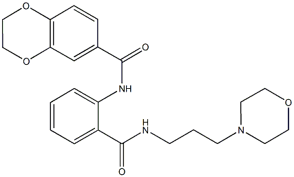 N-[2-({[3-(4-morpholinyl)propyl]amino}carbonyl)phenyl]-2,3-dihydro-1,4-benzodioxine-6-carboxamide Struktur