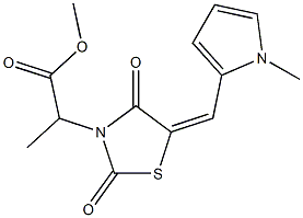 methyl 2-{5-[(1-methyl-1H-pyrrol-2-yl)methylene]-2,4-dioxo-1,3-thiazolidin-3-yl}propanoate Struktur