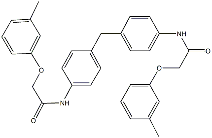 2-(3-methylphenoxy)-N-[4-(4-{[(3-methylphenoxy)acetyl]amino}benzyl)phenyl]acetamide Struktur