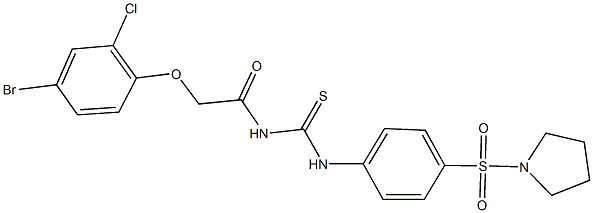 N-[(4-bromo-2-chlorophenoxy)acetyl]-N'-[4-(1-pyrrolidinylsulfonyl)phenyl]thiourea Struktur