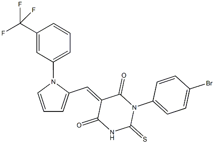 1-(4-bromophenyl)-2-thioxo-5-({1-[3-(trifluoromethyl)phenyl]-1H-pyrrol-2-yl}methylene)dihydro-4,6(1H,5H)-pyrimidinedione Struktur