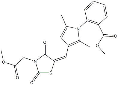 methyl 2-(3-{[3-(2-methoxy-2-oxoethyl)-2,4-dioxo-1,3-thiazolidin-5-ylidene]methyl}-2,5-dimethyl-1H-pyrrol-1-yl)benzoate Struktur