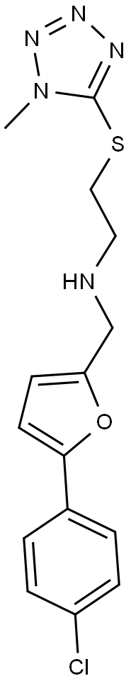 N-{[5-(4-chlorophenyl)-2-furyl]methyl}-N-{2-[(1-methyl-1H-tetraazol-5-yl)sulfanyl]ethyl}amine Struktur