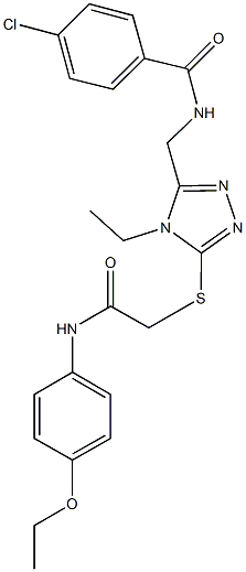 4-chloro-N-[(5-{[2-(4-ethoxyanilino)-2-oxoethyl]sulfanyl}-4-ethyl-4H-1,2,4-triazol-3-yl)methyl]benzamide Struktur