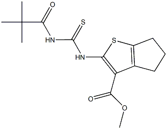 methyl 2-({[(2,2-dimethylpropanoyl)amino]carbothioyl}amino)-5,6-dihydro-4H-cyclopenta[b]thiophene-3-carboxylate Struktur