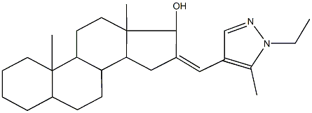 16-[(1-ethyl-5-methyl-1H-pyrazol-4-yl)methylene]androstan-17-ol Struktur