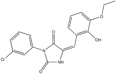 3-(3-chlorophenyl)-5-(3-ethoxy-2-hydroxybenzylidene)-2,4-imidazolidinedione Struktur