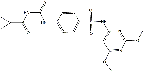 4-({[(cyclopropylcarbonyl)amino]carbothioyl}amino)-N-(2,6-dimethoxy-4-pyrimidinyl)benzenesulfonamide Struktur