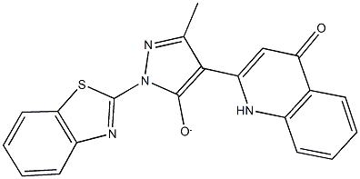 1-(1,3-benzothiazol-2-yl)-3-methyl-4-(4-oxo-1,4-dihydro-2-quinolinyl)-1H-pyrazol-5-olate Struktur