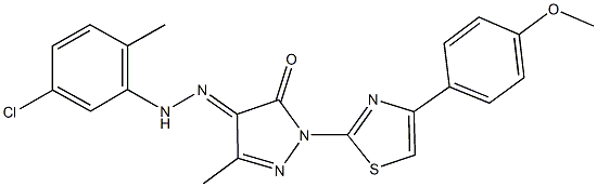 1-[4-(4-methoxyphenyl)-1,3-thiazol-2-yl]-3-methyl-1H-pyrazole-4,5-dione 4-[(5-chloro-2-methylphenyl)hydrazone] Struktur