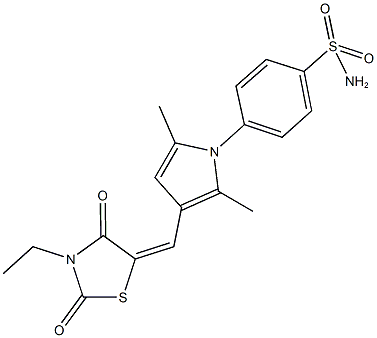 4-{3-[(3-ethyl-2,4-dioxo-1,3-thiazolidin-5-ylidene)methyl]-2,5-dimethyl-1H-pyrrol-1-yl}benzenesulfonamide Struktur