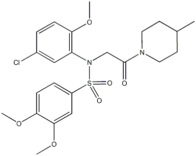 N-(5-chloro-2-methoxyphenyl)-3,4-dimethoxy-N-[2-(4-methyl-1-piperidinyl)-2-oxoethyl]benzenesulfonamide Struktur