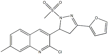 2-chloro-3-[3-(2-furyl)-1-(methylsulfonyl)-4,5-dihydro-1H-pyrazol-5-yl]-7-methylquinoline Struktur