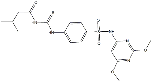 N-(2,6-dimethoxy-4-pyrimidinyl)-4-({[(3-methylbutanoyl)amino]carbothioyl}amino)benzenesulfonamide Struktur