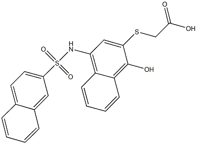 ({1-hydroxy-4-[(2-naphthylsulfonyl)amino]-2-naphthyl}sulfanyl)acetic acid Struktur