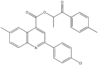 1-methyl-2-(4-methylphenyl)-2-oxoethyl 2-(4-chlorophenyl)-6-methyl-4-quinolinecarboxylate Struktur