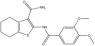 2-[(3,4-dimethoxybenzoyl)amino]-4,5,6,7-tetrahydro-1-benzothiophene-3-carboxamide Struktur