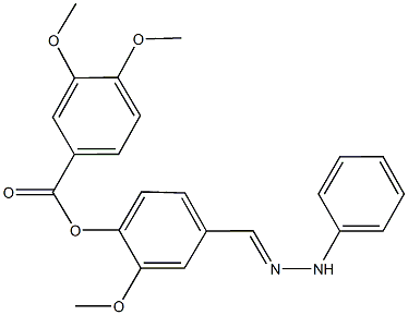 2-methoxy-4-(2-phenylcarbohydrazonoyl)phenyl 3,4-dimethoxybenzoate Struktur