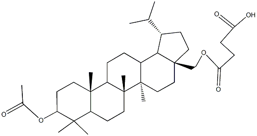 4-{2-[9-(acetyloxy)-1-isopropyl-5a,5b,8,8,11a-pentamethylicosahydro-3aH-cyclopenta[a]chrysen-3a-yl]ethoxy}-4-oxobutanoic acid Struktur