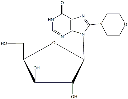 9-[3,4-dihydroxy-5-(hydroxymethyl)tetrahydro-2-furanyl]-8-(4-morpholinyl)-1,9-dihydro-6H-purin-6-one Struktur