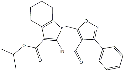 isopropyl 2-{[(5-methyl-3-phenyl-4-isoxazolyl)carbonyl]amino}-4,5,6,7-tetrahydro-1-benzothiophene-3-carboxylate Struktur