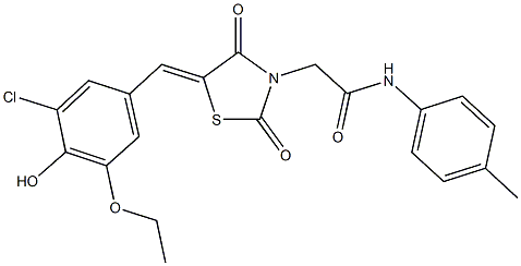 2-[5-(3-chloro-5-ethoxy-4-hydroxybenzylidene)-2,4-dioxo-1,3-thiazolidin-3-yl]-N-(4-methylphenyl)acetamide Struktur