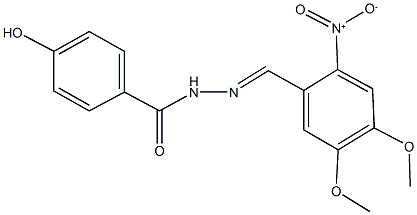 4-hydroxy-N'-{2-nitro-4,5-dimethoxybenzylidene}benzohydrazide Struktur