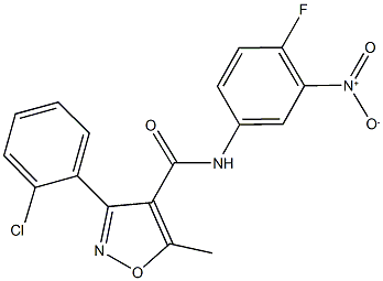 3-(2-chlorophenyl)-N-{4-fluoro-3-nitrophenyl}-5-methylisoxazole-4-carboxamide Struktur