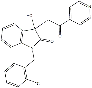 1-(2-chlorobenzyl)-3-hydroxy-3-[2-oxo-2-(4-pyridinyl)ethyl]-1,3-dihydro-2H-indol-2-one Struktur