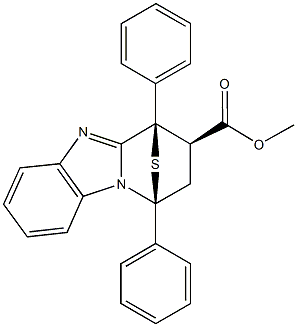 methyl (1S,11R,12R)-1,11-diphenyl-14-thia-2,9-diazatetracyclo[9.2.1.0~2,10~.0~3,8~]tetradeca-3,5,7,9-tetraene-12-carboxylate Struktur