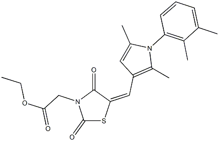 ethyl (5-{[1-(2,3-dimethylphenyl)-2,5-dimethyl-1H-pyrrol-3-yl]methylene}-2,4-dioxo-1,3-thiazolidin-3-yl)acetate Struktur