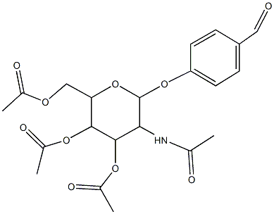 3-(acetylamino)-5-(acetyloxy)-6-[(acetyloxy)methyl]-2-(4-formylphenoxy)tetrahydro-2H-pyran-4-yl acetate Struktur