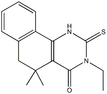 3-ethyl-5,5-dimethyl-2-thioxo-2,3,5,6-tetrahydrobenzo[h]quinazolin-4(1H)-one Struktur