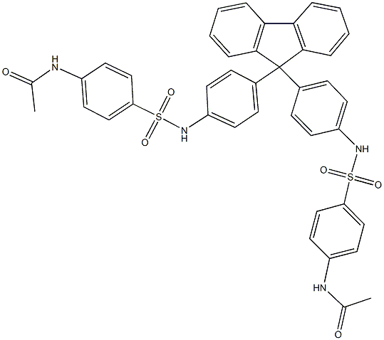 N-{4-[(4-{9-[4-({[4-(acetylamino)phenyl]sulfonyl}amino)phenyl]-9H-fluoren-9-yl}anilino)sulfonyl]phenyl}acetamide Struktur