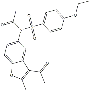 N-acetyl-N-(3-acetyl-2-methyl-1-benzofuran-5-yl)-4-ethoxybenzenesulfonamide Struktur