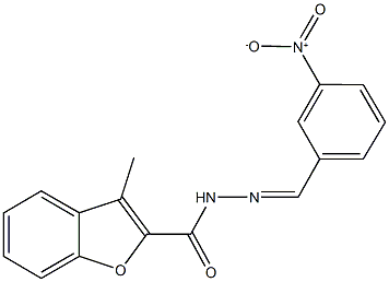 N'-{3-nitrobenzylidene}-3-methyl-1-benzofuran-2-carbohydrazide Struktur