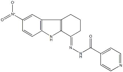 N'-{6-nitro-2,3,4,9-tetrahydro-1H-carbazol-1-ylidene}isonicotinohydrazide Struktur