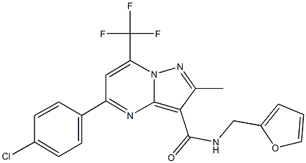 5-(4-chlorophenyl)-N-(2-furylmethyl)-2-methyl-7-(trifluoromethyl)pyrazolo[1,5-a]pyrimidine-3-carboxamide Struktur