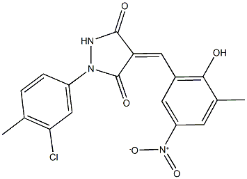 1-(3-chloro-4-methylphenyl)-4-{2-hydroxy-5-nitro-3-methylbenzylidene}-3,5-pyrazolidinedione Struktur