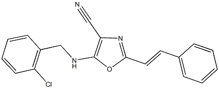 5-[(2-chlorobenzyl)amino]-2-(2-phenylvinyl)-1,3-oxazole-4-carbonitrile Struktur