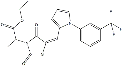 ethyl 2-[2,4-dioxo-5-({1-[3-(trifluoromethyl)phenyl]-1H-pyrrol-2-yl}methylene)-1,3-thiazolidin-3-yl]propanoate Struktur