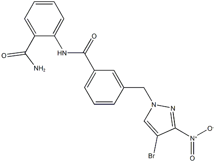 2-{[3-({4-bromo-3-nitro-1H-pyrazol-1-yl}methyl)benzoyl]amino}benzamide Struktur