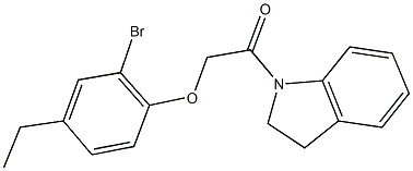 2-bromo-4-ethylphenyl 2-(2,3-dihydro-1H-indol-1-yl)-2-oxoethyl ether Struktur