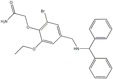 2-{4-[(benzhydrylamino)methyl]-2-bromo-6-ethoxyphenoxy}acetamide Struktur